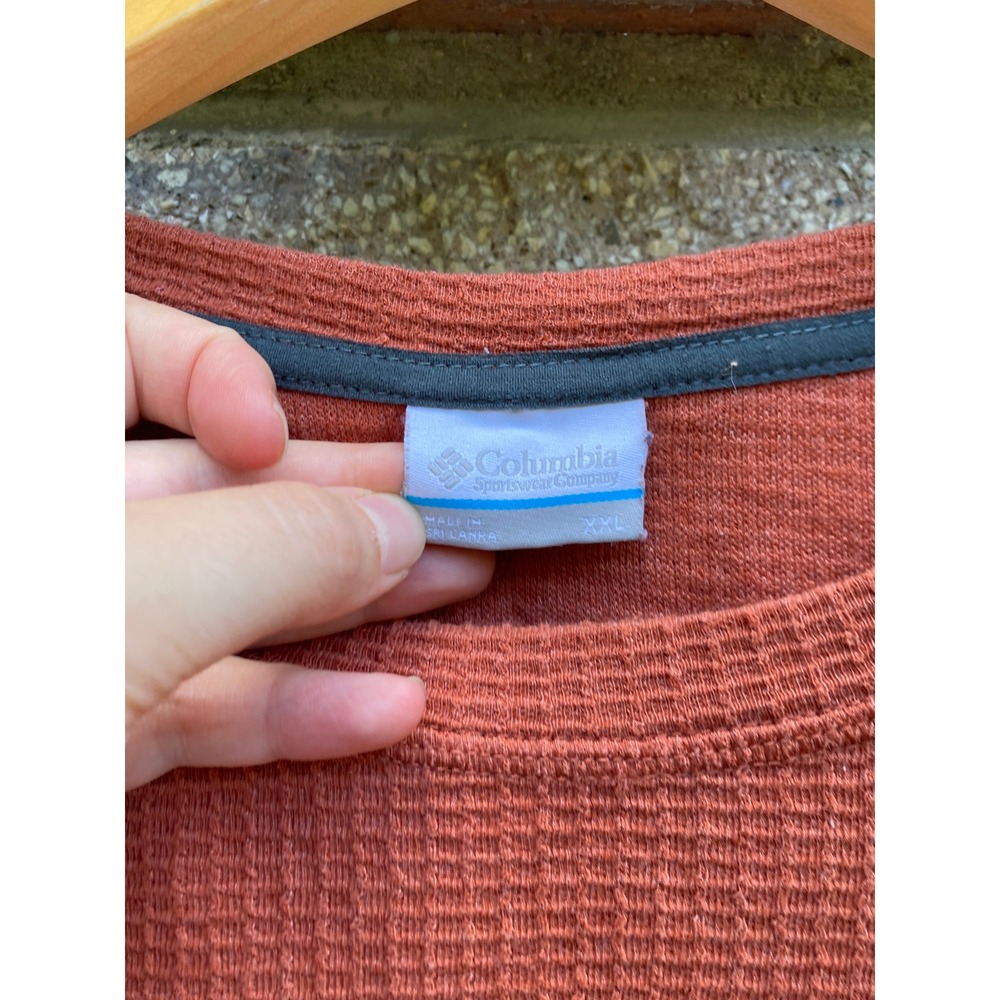 Columbia Pine Peak Waffle Knit Thermal Shirt Long Sleeve XXL Orange Gorpcore 90s - Picture 4 of 6